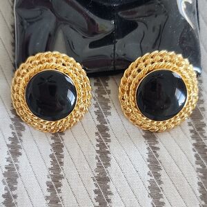 Elegant Gold and Black Earrings